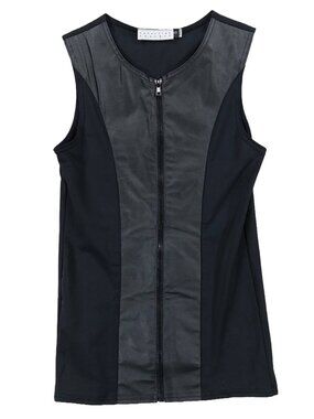 Vintage Catherine Coatney Women's Goth Leather Zip Up Vest Tank Top Sz S Black